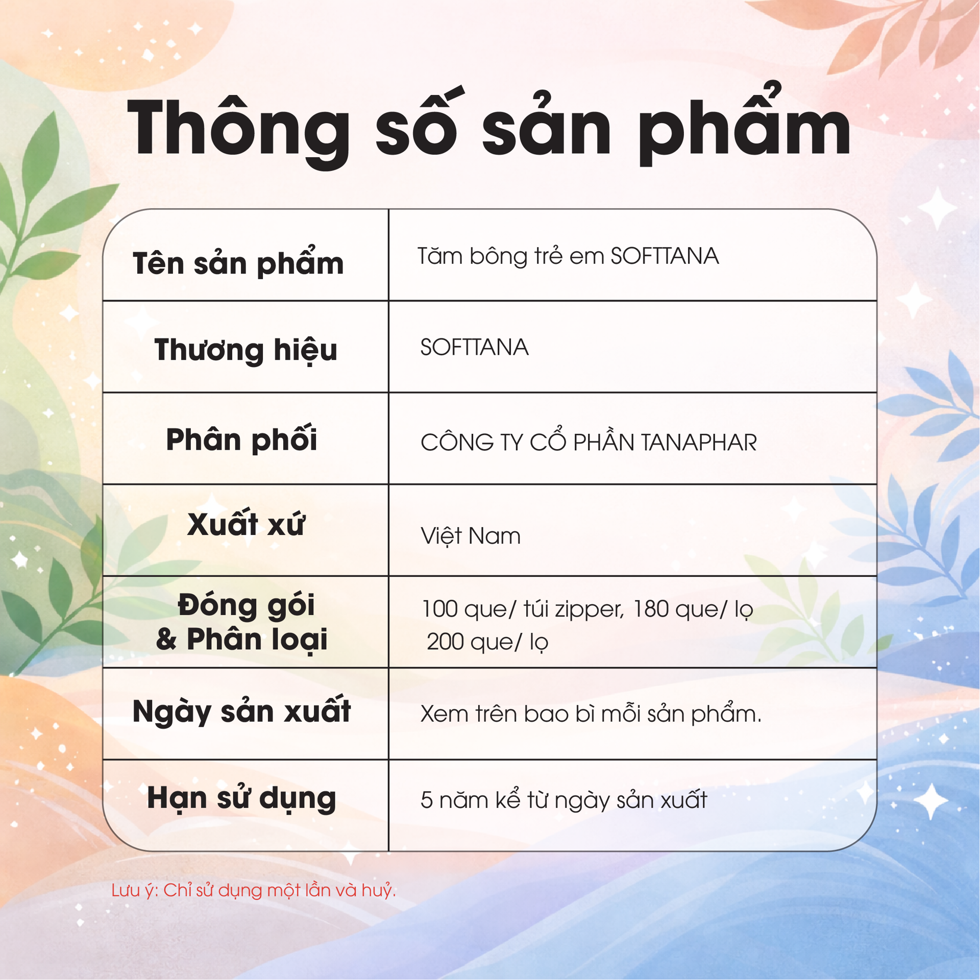 BÔNG VỆ SINH TAI MŨI EM BÉ SOFTTANA BH245209 2